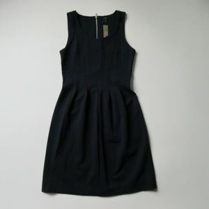 J. Crew Black Pleated Flare Dress